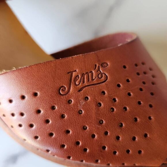 Jems Italian leather women's high heels size 9 Brown pecan cognac open peep toe - Picture 11 of 11